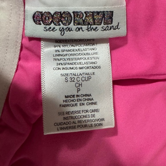 Coco‎ Rave Pink Fringe One Piece Swimsuit Beach Party Size S 32C Cup - Picture 3 of 5